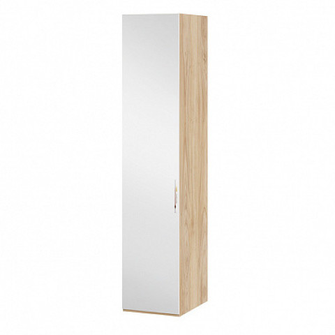 Шкаф для белья с 1 зеркальной дверью левый «Эмбер» (Яблоня Беллуно/Белый глянец)