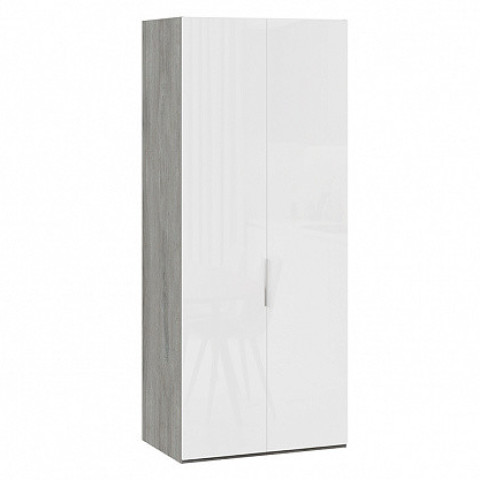 Шкаф для одежды с 2 глухими дверями «Эмбер» (Дуб Гамильтон/Белый глянец)