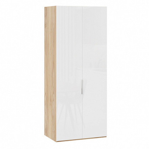 Шкаф для одежды с 2 глухими дверями «Эмбер» (Яблоня Беллуно/Белый глянец)