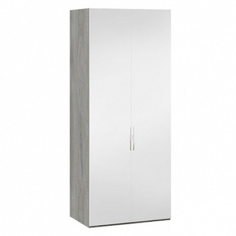 Шкаф для одежды с 2 зеркальными дверями «Эмбер» (Дуб Гамильтон/Белый глянец)