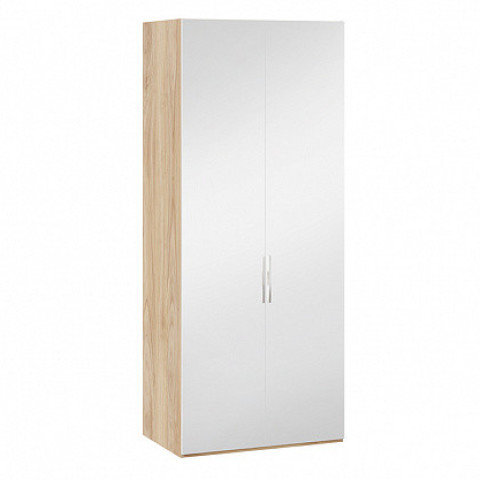 Шкаф для одежды с 2 зеркальными дверями «Эмбер» (Яблоня Беллуно/Белый глянец)